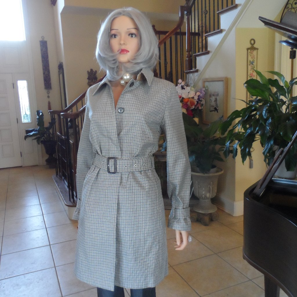 New Banana Republic Brown Mutli Small Plaid Trench Coat Size M